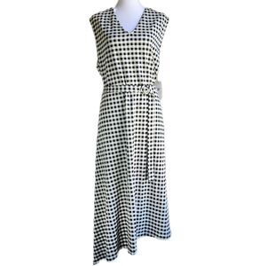 Chaus Picnic in The Park Asymmetrical Gingham Dress Women's XL Belted Retro Midi